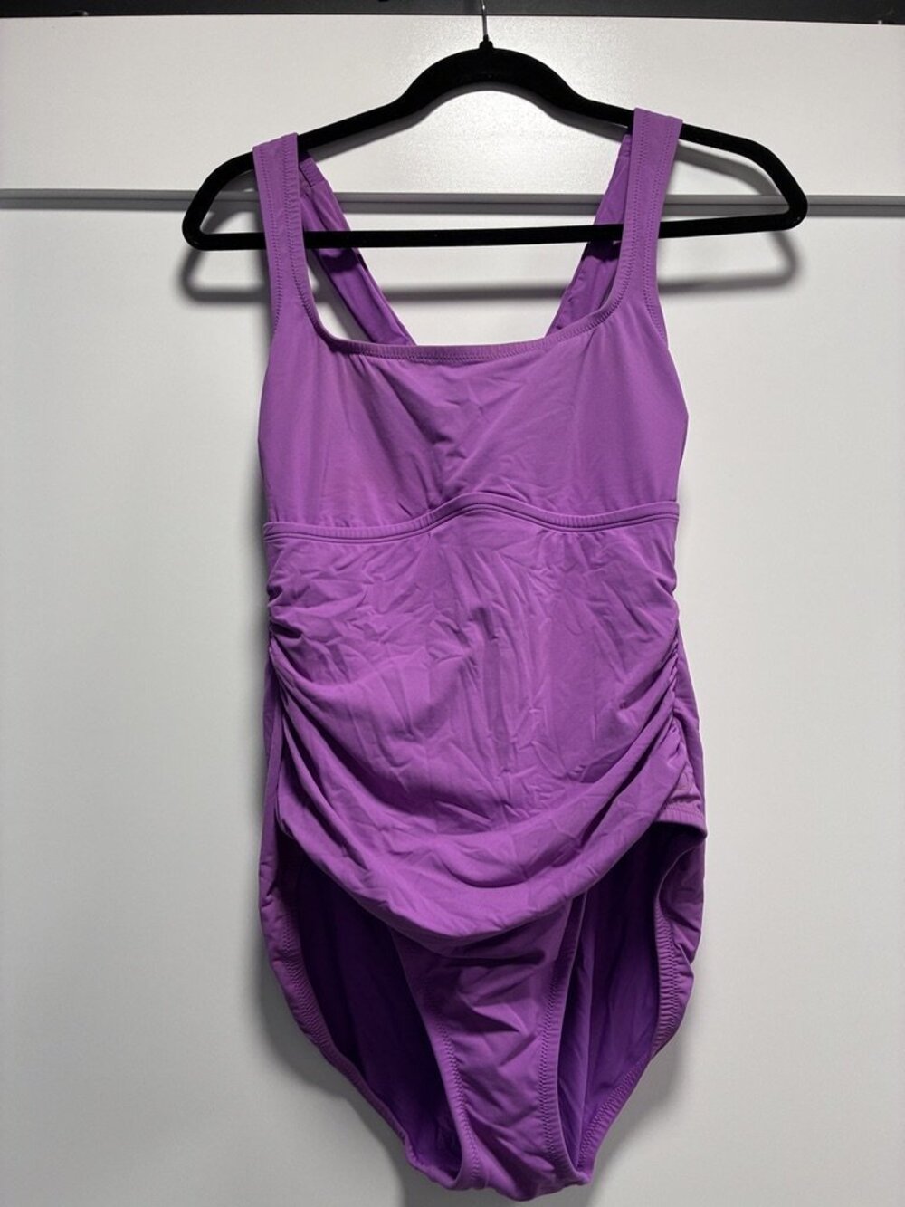 CALIA Women's One Piece Swimsuit Size 10 Purple Ruched Tie Back
